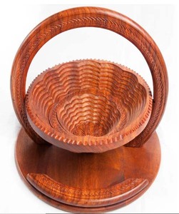 Panier de fruits secs en bois fait à la main bonne année articles sculptés à la main de style fleur cadeaux à la mode pour les amis et la famille - Product Image 4