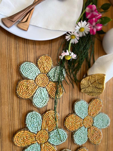 Posavasos Clásicos Hechos a Mano con Cuentas de Alta Calidad - Regalos Religiosos Portátiles para Iglesia con Respaldo de Poliéster Ecológico y Logotipo Personalizado (4x4) - Product Image 4