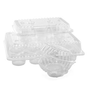 Clear PET Eco-friendly Disposable Clamshell Containers for Cupcakes Muffins Cakes Candies Salads Rectangle Pattern Made PP PVC - Product Image 4