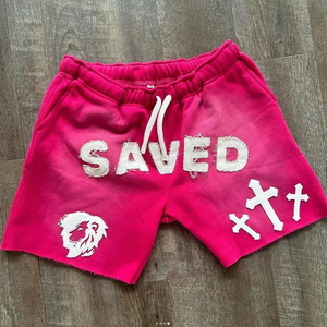 <b>Men's</b> High Street Summer Acid Wash <b>Shorts</b> Vintage Sun Fade Embroidery Applique <b>Patch</b> Distressed Cotton Sweat Custom Drawstrings - Product Image 6