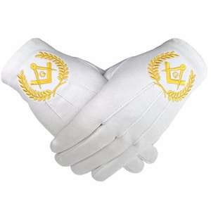 Gants de cérémonie en coton blanc sur mesure OEM pour francs-maçons - Product Image 1