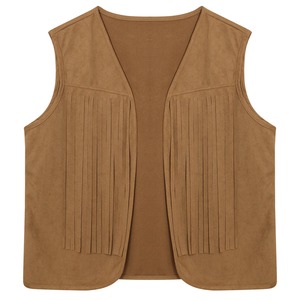 เสื้อกั๊กวินเทจแบบเต็มตัวของผู้ชายเสื้อกั๊กแบบเปิดด้านหน้าทรงหลวมทำจากหนังกลับแท้แท้แท้แบบสั่งทำ - Product Image 1