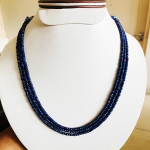 Collar de cuentas de zafiro azul de calidad AAA hecho a mano, tratado con calor Natural con brillo único, cuentas de piedra hermosas y únicas - Product Image 2