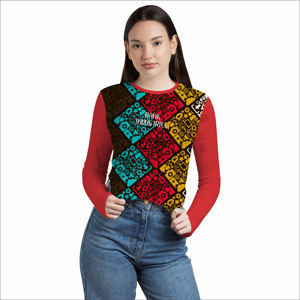 Camiseta de manga larga de algodón para mujer Camiseta de manga larga de diseño básico multicolor para mujer para gimnasio Yoga y actividades al aire libre - Product Image 2