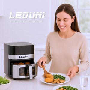 Leduni 6L Oil-Free Air Fryer 1700W stile classico in acciaio inossidabile facile da usare Touch Panel per applicazione auto 8 programmi quadrati