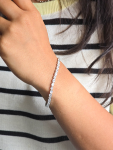Pulsera de Diamantes en Oro Blanco de 14K y 18K con Diamantes Ovalados Cultivados en Laboratorio, Estilo Tenis para Mujer, Regalos de Boda y Aniversario, 7 Pulgadas - Product Image 1