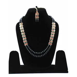 Ensemble de collier long plaqué or 18 carats avec strass et diamants, style vintage, pour fête, mariage ou cadeau, bijoux en perles mignons - Product Image 3