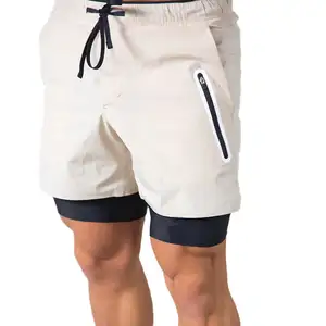 Séchage rapide nouveauté Gym Shorts vente chaude personnalisé hommes Polyester vêtements de sport Shorts 2 en 1 course Sport Gym Shorts avec poche