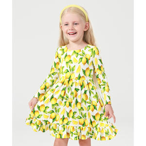 ชุดเดรสเด็กผู้หญิงแขนยาว 2T-12Y ทรงเอไลน์ ผ้าใยไผ่ วิสโคส ทรงเอ็มไพร์ เอวสูง - Product Image 2