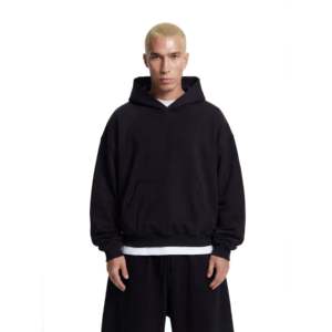 Z25 Cropped Hoodie Midnight Black 530GSM Organic <b>Brushed</b> Jersey Fleece-<b>back</b> XS 3D Embroidery Enzyme Washed Crocheted Applique - Product Image 1