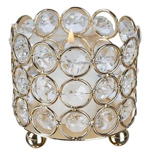 Golden Round Shape Crystal/Metal Votive Candle Holder Luxury <b>Centerpieces</b> for Event <b>Wedding</b> Tabletop Decoration - Product Image 4