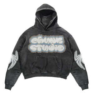 La mejor calidad, 100% algodón, 420 gramos, Sudadera con capucha Premium de gran tamaño lavada, Parche de logotipo personalizado de larga duración, trabajo liso teñido para invierno - Product Image 3