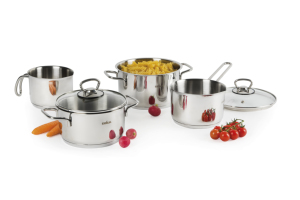 Set di Pentole Classico e Durevole in Acciaio Inox 6 Pezzi con Base a Triplo Strato e Coperchi per Uso in Cucina Jazz Cook by Excelsa - Product Image 6