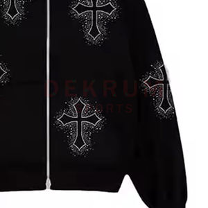 Street Wear Meilleur Design Bonne Qualité Strass Hommes Hoodies Dernier Prix Léger Pleine Manches Strass Hoodies - Product Image 5