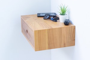 High Quality Custom Wood Bedside Nightstand Hot Selling Hanging <b>Wall</b> <b>Mounted</b> Nightstand in Acacia/Mango for Bedroom or Dining - Product Image 2
