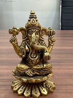Idoles de Ganesha sur mesure 100 % laiton, tailles 6 pouces, imitation antique brute, portables pour les temples domestiques, les maisons et les magasins, pour la revente
