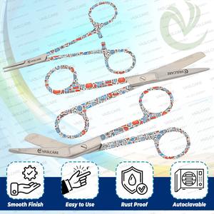 Juego de tijeras Vaslcare Premium, 3 uds., diseño elegante, fuente de alimentación Manual, fórceps hemostáticos de enfermería con mango impreso - Product Image 2