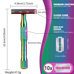 Outils de toilettage pour hommes Rasoir de sécurité réutilisable à double tranchant Rasoir de barbier de couleur bleue avec double lame tranchante par ANAAIF - Product Image 3