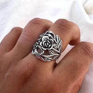 925 Sterling Silver Handmade Flower Band Ring Unisex Plain Silver Designer Ring Boho Style Bijoux Cadeau Pour Noël - Product Image 3