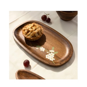 Plato de madera de mango impreso a mano elegante bandeja de servicio Rectangular para aperitivos - Product Image 4