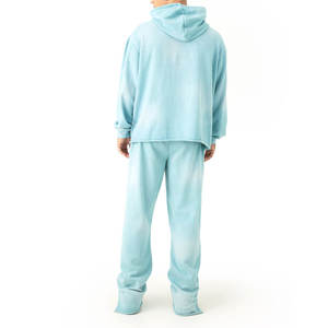 Chándal de lana con capucha sólida Unisex de invierno con logotipo personalizado para hombre, Jersey Vintage con lavado ácido, conjunto de Jogger con capucha, 100% algodón - Product Image 2