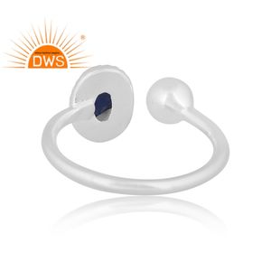 Vente chaude Fine Sterling Silver Naturel Bleu Saphir Gemme Bague Empilable Bijoux Pour Femmes Cadeau Pour Elle - Product Image 4