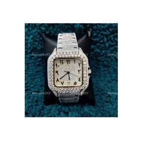 Nouveau fournisseur indien Montre-bracelet mécanique automatique cloutée VVS Moissanite avec buste Hip Hop Bling en diamant pour hommes et femmes - Product Image 1