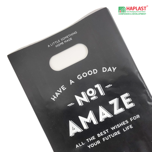 Sacs en plastique découpés à l'emporte-pièce durables personnalisés épaisseur de PE imperméable avec impression de logo pour cadeau de transporteur et achats - Product Image 5