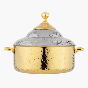Cazuela de diseño dorada y plateada con mango elegante, olla caliente elegante para cocina moderna, comedor y uso decorativo de La India - Product Image 1