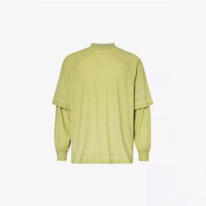 2024 camiseta personalizada de doble capa Vintage Heavyweight Boxy para hombre, tela tejida de manga larga con estampado gráfico de algodón 2024 de gran tamaño - Product Image 2