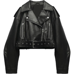 Chaqueta de piel de oveja auténtica para mujer, chaqueta recortada para mujer, estilo bombardero, moda de primavera, piel auténtica, venta al por mayor - Product Image 5