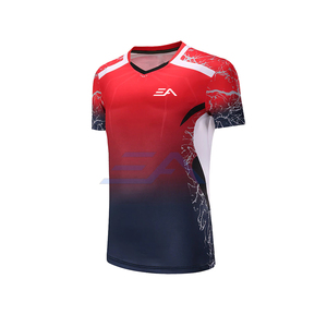 Tenues de sport de dernière génération, respirantes, à manches courtes, uniformes de tennis, impression personnalisée, couleur unie en stock - Product Image 3