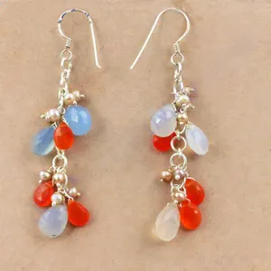 Women's Vintage 925 <b>Silver</b> <b>Drop</b> <b>Earrings</b> with 14K Gold Plating Water <b>Drop</b>-shaped Pearls Diamonds for Weddings Parties - Product Image 2