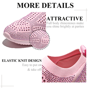 <span class=keywords><strong>Zapatillas</strong></span> Deportivas Ligeras e Impermeables para <span class=keywords><strong>Mujer</strong></span>, con Pedrería, Elásticas, Tejidas, Brillantes, Casuales, para Fiesta y Caminar - Product Image 4