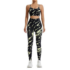 Ensemble de Yoga sport mode taille élastique Fitness personnalisé Yoga femmes ensemble ensemble de gymnastique vêtements de sport sport Yoga soutien-gorge taille haute Legging - Product Image 1