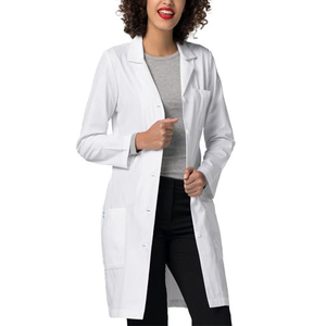 Bata de laboratorio blanca para mujer, de algodón y poliéster, uniforme hospitalario, lista para detección de agujas - Product Image 3