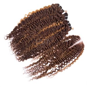 Juego de mechones de Color Ombre rizado Bumerse de pelo crudo de alta calidad con cierre y mechones para hacer pelucas 2025 - Product Image 1