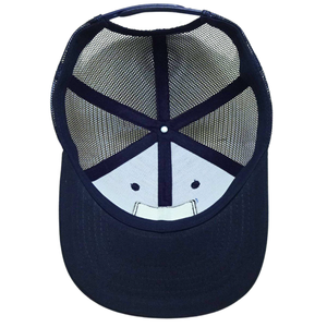 Sombrero de camionero azul marino con parche tejido personalizado Malla trasera estructurada Gorra de 6 paneles Cierre ajustable Gorras de moda Streetwear OEM Vietnam - Product Image 5