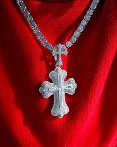 Joyería de moda de Hip Hop chapada en oro blanco para hombre de la mejor calidad CZ Cubic Zirconia Cross Charms Mejor precio Iced Bling - Product Image 2