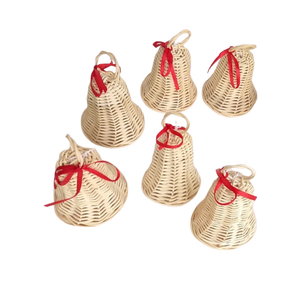 Tissé à la main en rotin naturel décorations de noël Boho PET maison suspendus cloche boucle d'oreille cerceaux arbre pendentif artistique ange bambou - Product Image 2