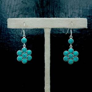 Pendientes de cristal floral de Plata de Ley 925 con piedras preciosas turquesas genuinas, joyería de boda hecha a mano, regalo perfecto para niñas - Product Image 2