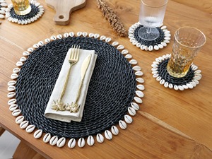 แผ่นรองหญ้าทะเลเปลือกหอยธรรมชาติผลิตภัณฑ์ที่เป็นมิตรต่อสิ่งแวดล้อมทำจากแผ่นรองจานของตกแต่งโต๊ะในเวียดนามขายส่ง - Product Image 3