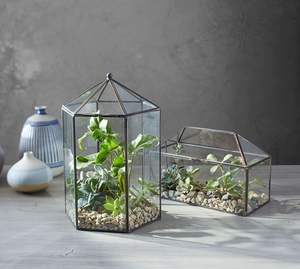 Beau terrarium en métal et en verre fait à la main pour la décoration de table de jardin de maison moderne affichage de plantes d'intérieur et d'extérieur - Product Image 2