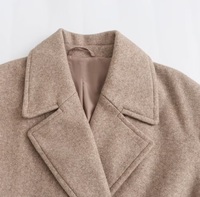 Manteau long en laine mélangée pour femmes grandes tailles, double boutonnage, col cranté, manches trois quarts, couleur unie, manteaux classiques