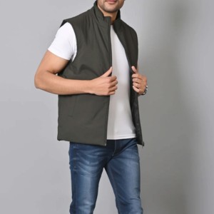 Chaqueta de plumón de lana para hombre para otoño invierno nuevo estilo transpirable ligero cuello delgado chaleco sin mangas técnica lavada - Product Image 2