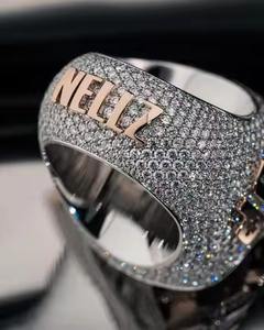 Luxury Fully Iced out Moissanite Diamond <b>Ring</b> D VVS Studded Diamond Tester Baguette-Cut Icy <b>Spinner</b> <b>Ring</b> - Product Image 3