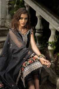 Ocean Blue Anarkali Salwar Suit Vestido de césped digital con estampado pakistaní de aspecto simple para bodas y fiestas - Product Image 3