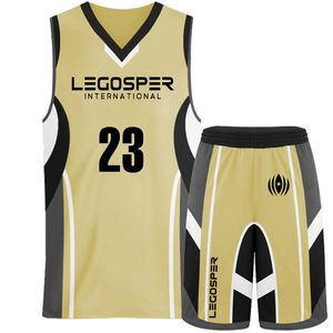 Ensemble d'uniformes de basket-ball usagés personnalisés respirants vêtements de basket-ball de couleur blanche et jaune - Product Image 3