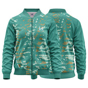 Chaqueta universitaria de béisbol de poliéster 100% hecha a medida para hombre, estilo con cremallera y cuello levantado bordado de calle alta con tarifa cero - Product Image 1