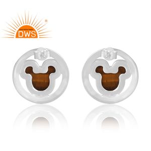 Nuevo diseño de patrón, pendiente de piedra preciosa amarilla de ojo de tigre Natural de plata esterlina, joyería personalizada para mujer, regalo para ella - Product Image 2